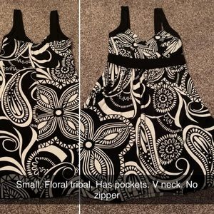 Black and white Floral tribal sleeveless dress